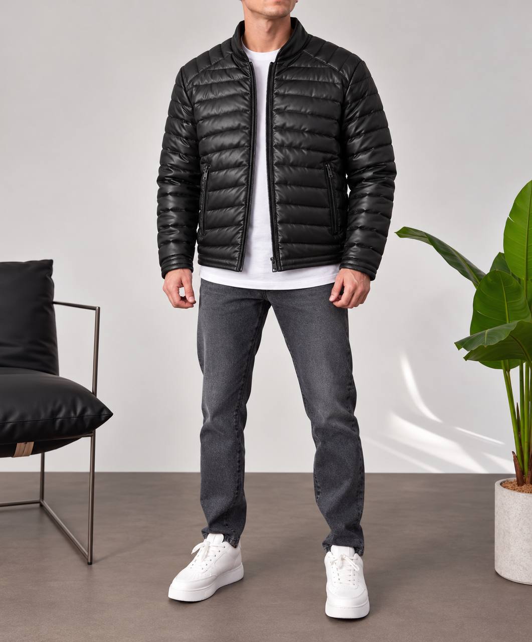 Leather Puffer Jacket